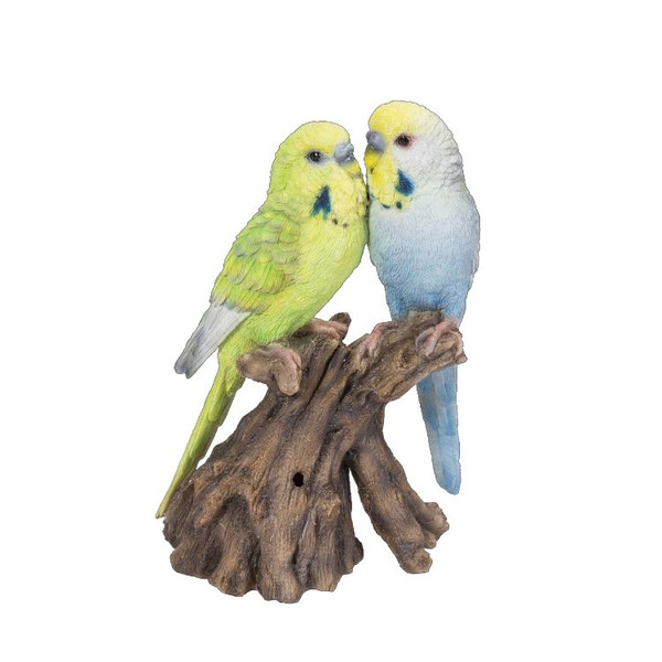Parakeets Statue with Sound Pair of Bird Sculpture Music Noises Art